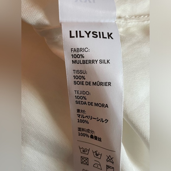 SOLD LILYSILK | Glossy 100% Silk Mini Robe | White / XXL - Picture 6 of 7
